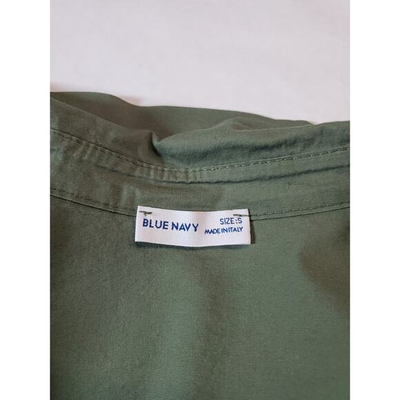 BLUE NAVY Brand Womens Small Maxi Shirt Dress Tiered Green Made In‎ Italy Cotton - Picture 4 of 10